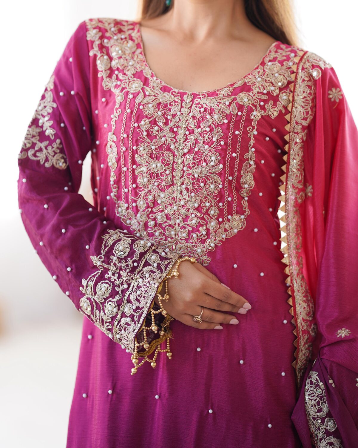 Two Tone Embroidery Sharara suit For wedding Party Festive Wear , Gift For Her