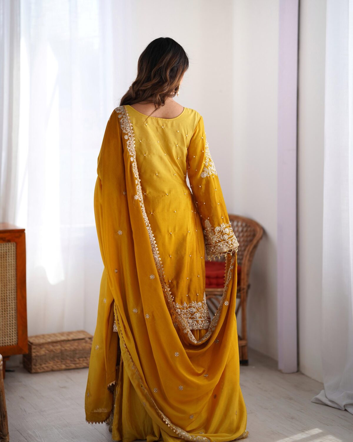 Two Tone Embroidery Sharara suit For wedding Party Festive Wear , Gift For Her