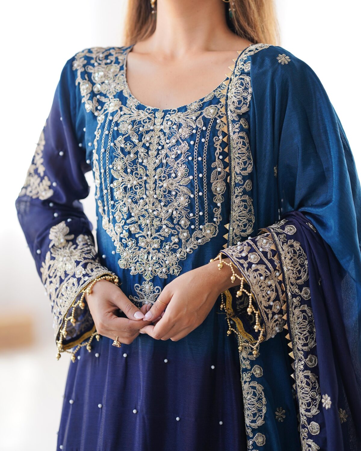 Two Tone Embroidery Sharara suit For wedding Party Festive Wear , Gift For Her